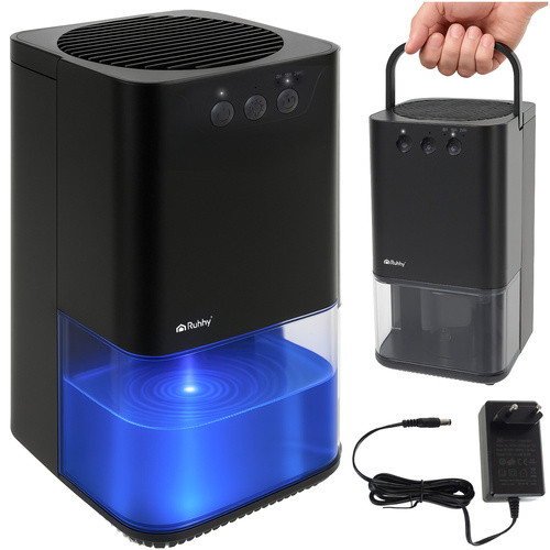 Dezumidificator de aer, 7 culori LED de fundal, temporizator, rezervor 1400 ml, 36 W, maner, negru - imagine 15